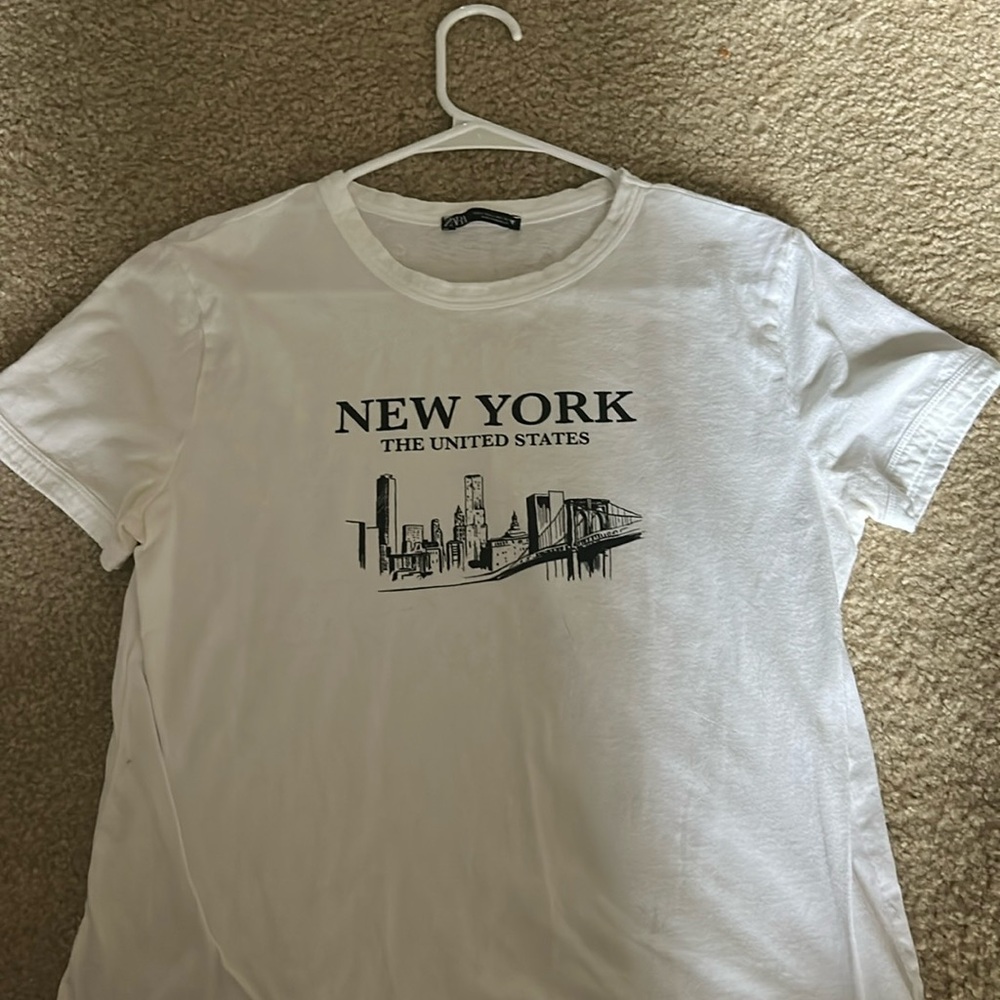 White Zara Graphic Tee